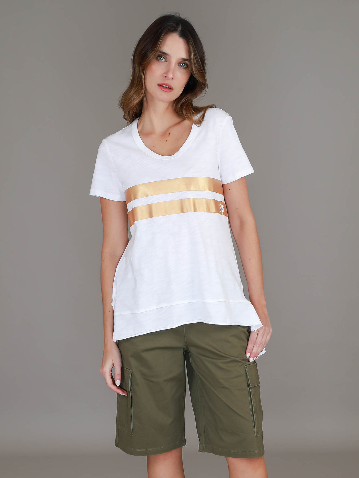 Brighton | Women's Stripe Hi Lo T Shirt – Cotton Jersey