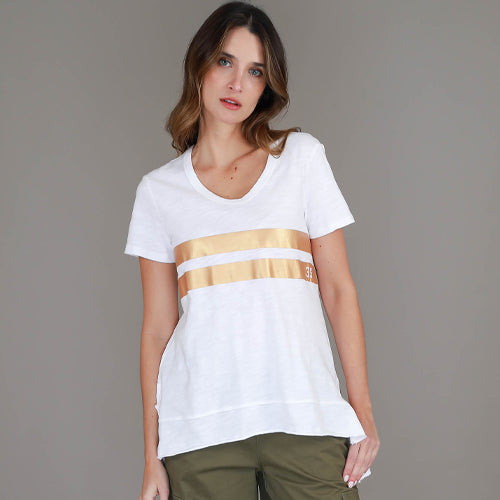 Brighton | Women's Stripe Hi Lo T Shirt – Cotton Jersey size guide
