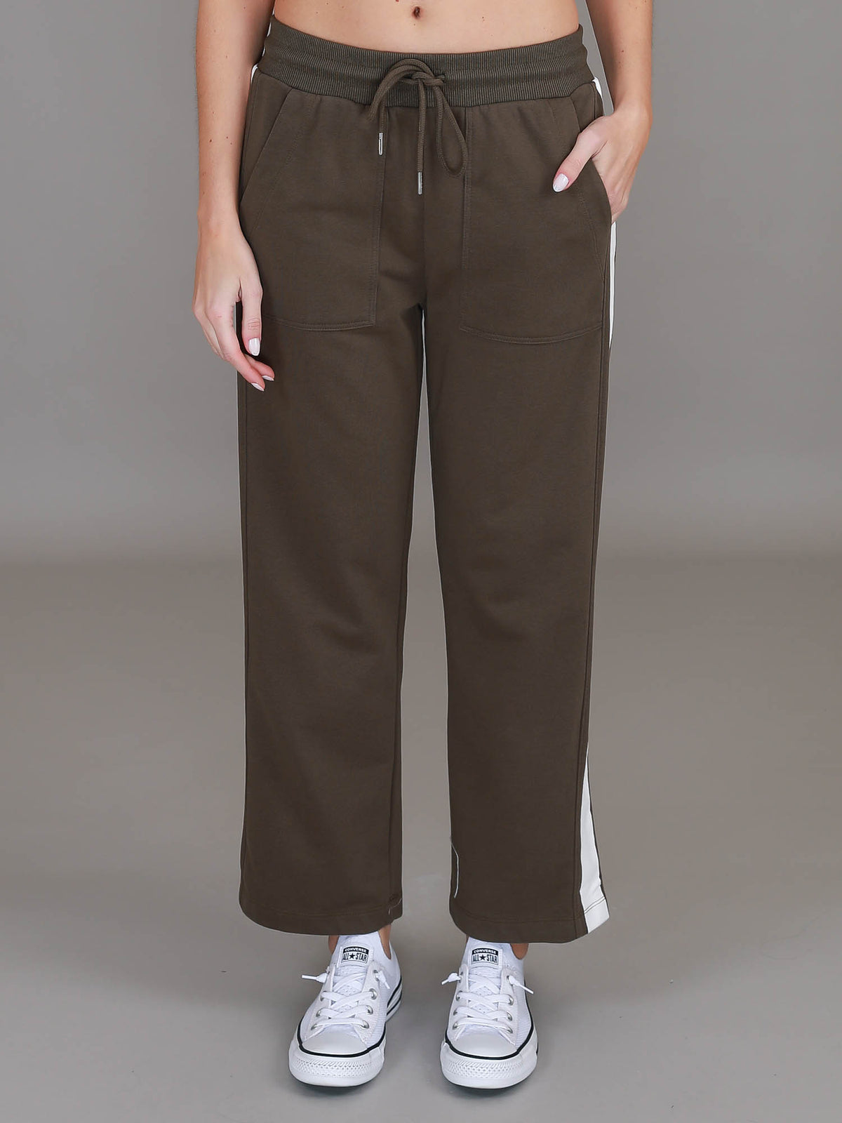 olive track pants women #color_dark olive