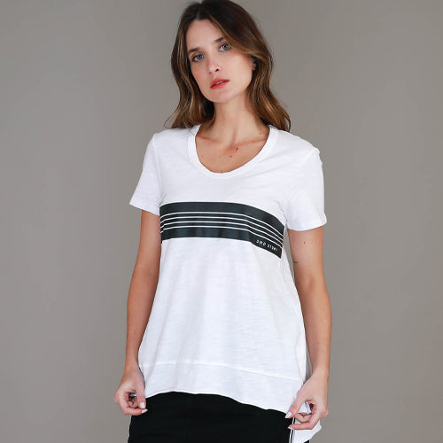 Mackay | Women's Stripe Hi Lo T Shirt – Cotton Jersey size guide