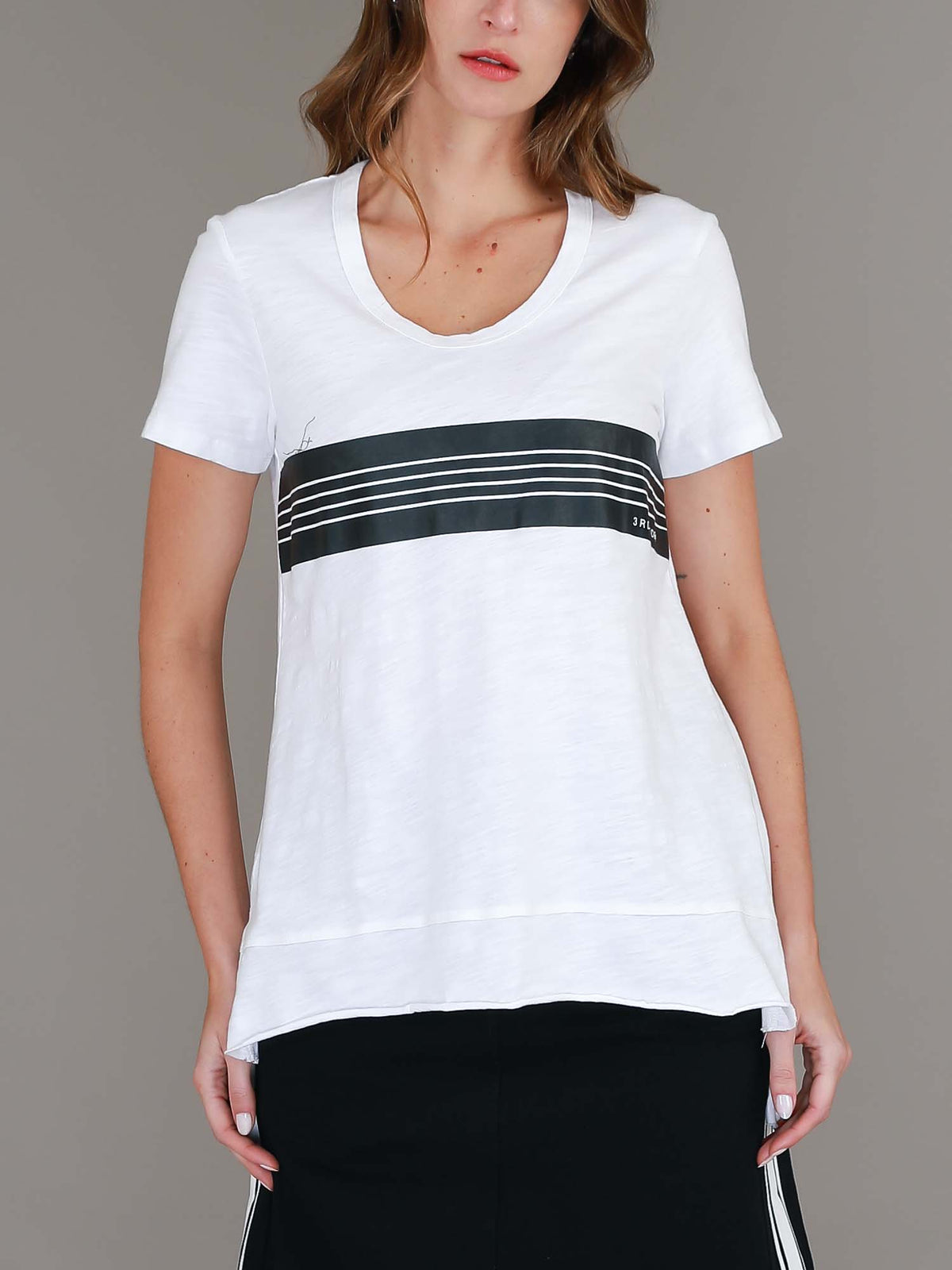Mackay | Women's Stripe Hi Lo T Shirt – Cotton Jersey