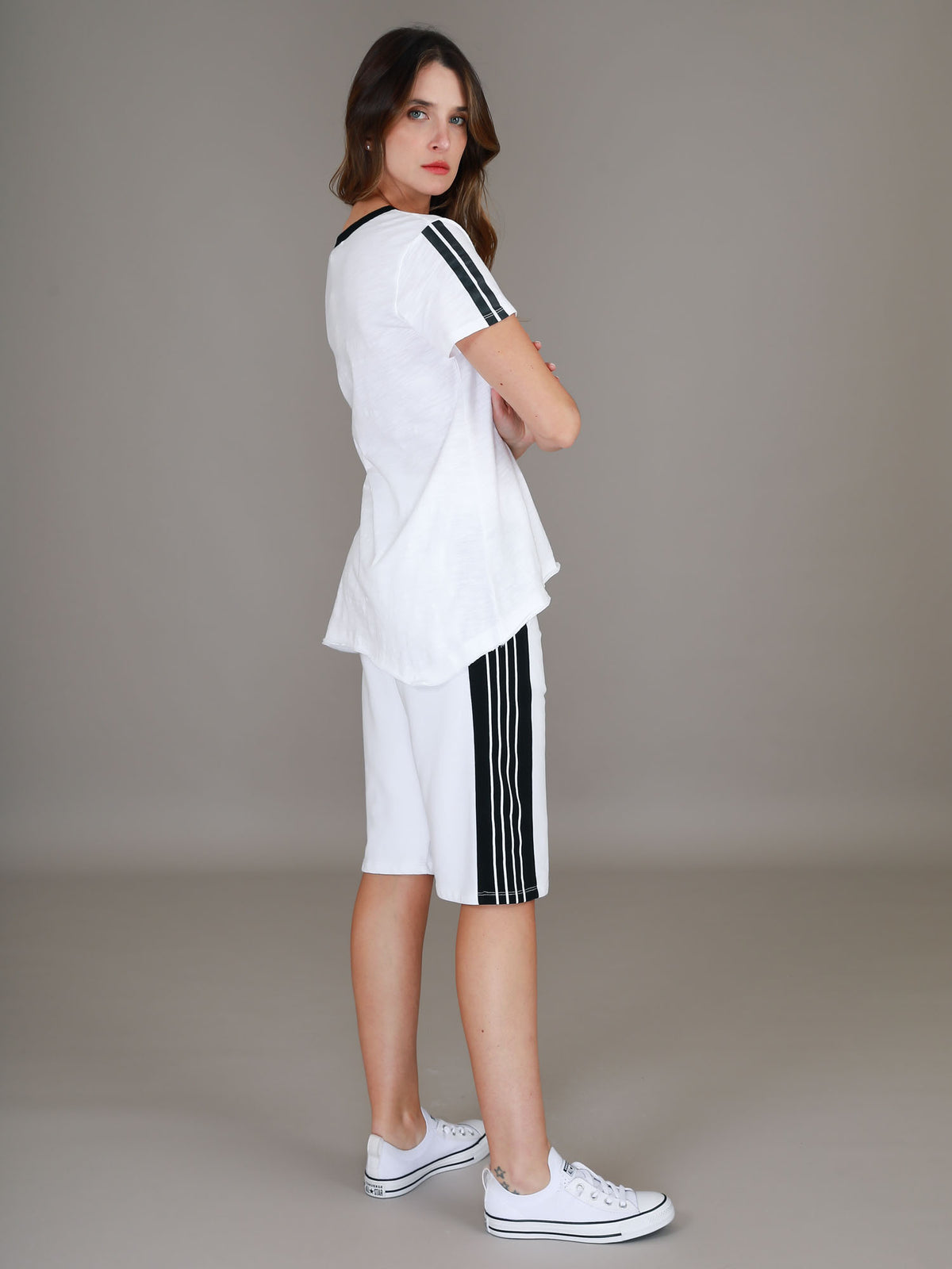 side stripe shorts white #color_white