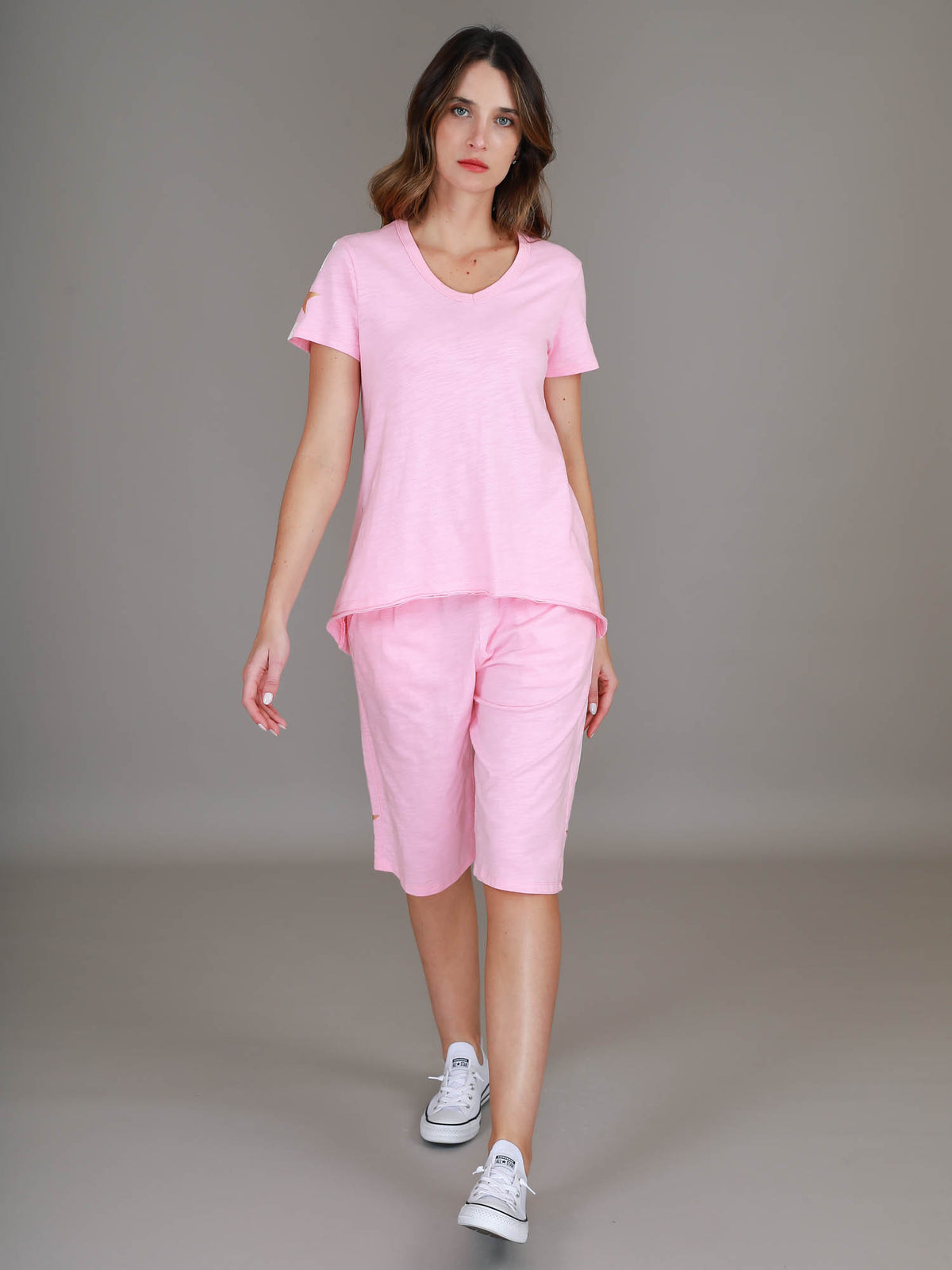 blush v neck tee #color_powder pink