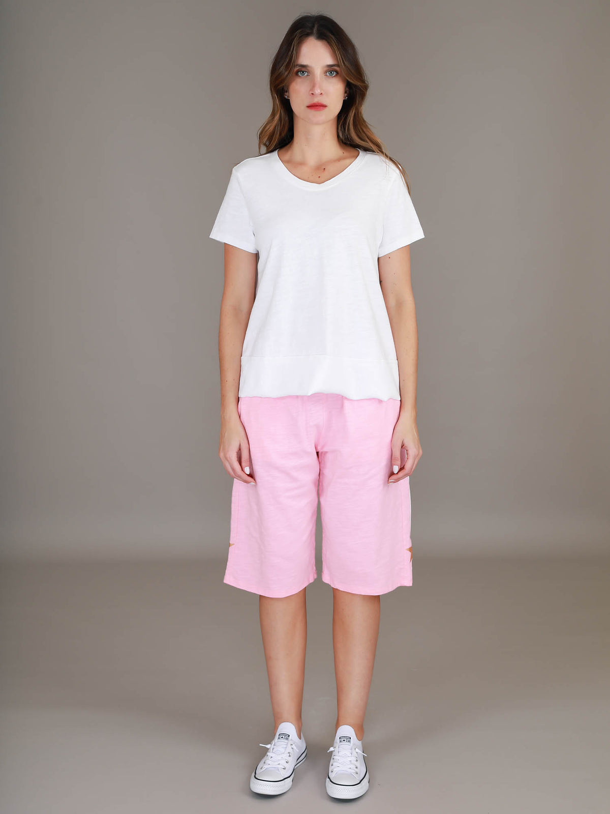 powder pink long shorts #color_powder pink