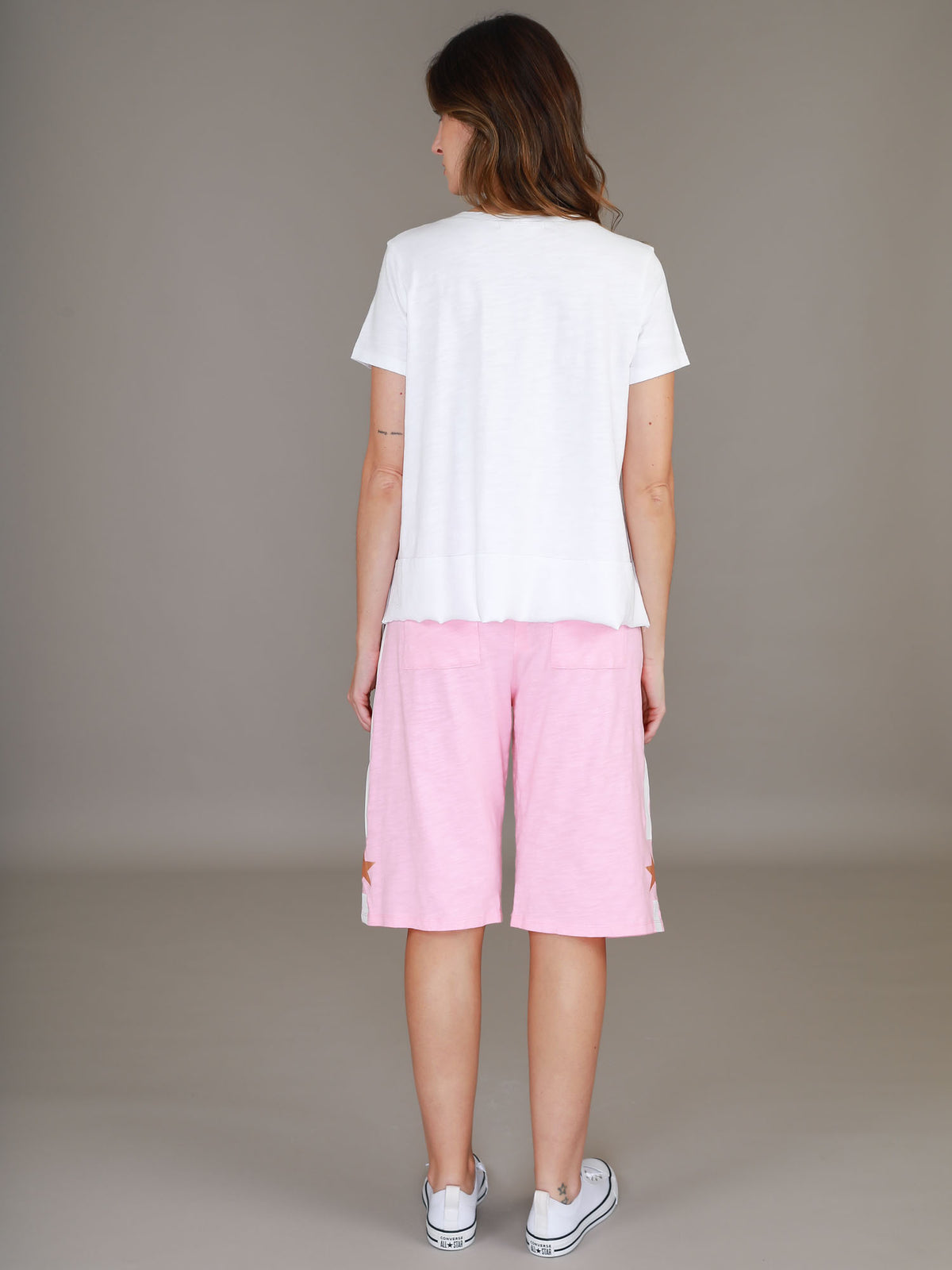blush pink shorts women #color_powder pink