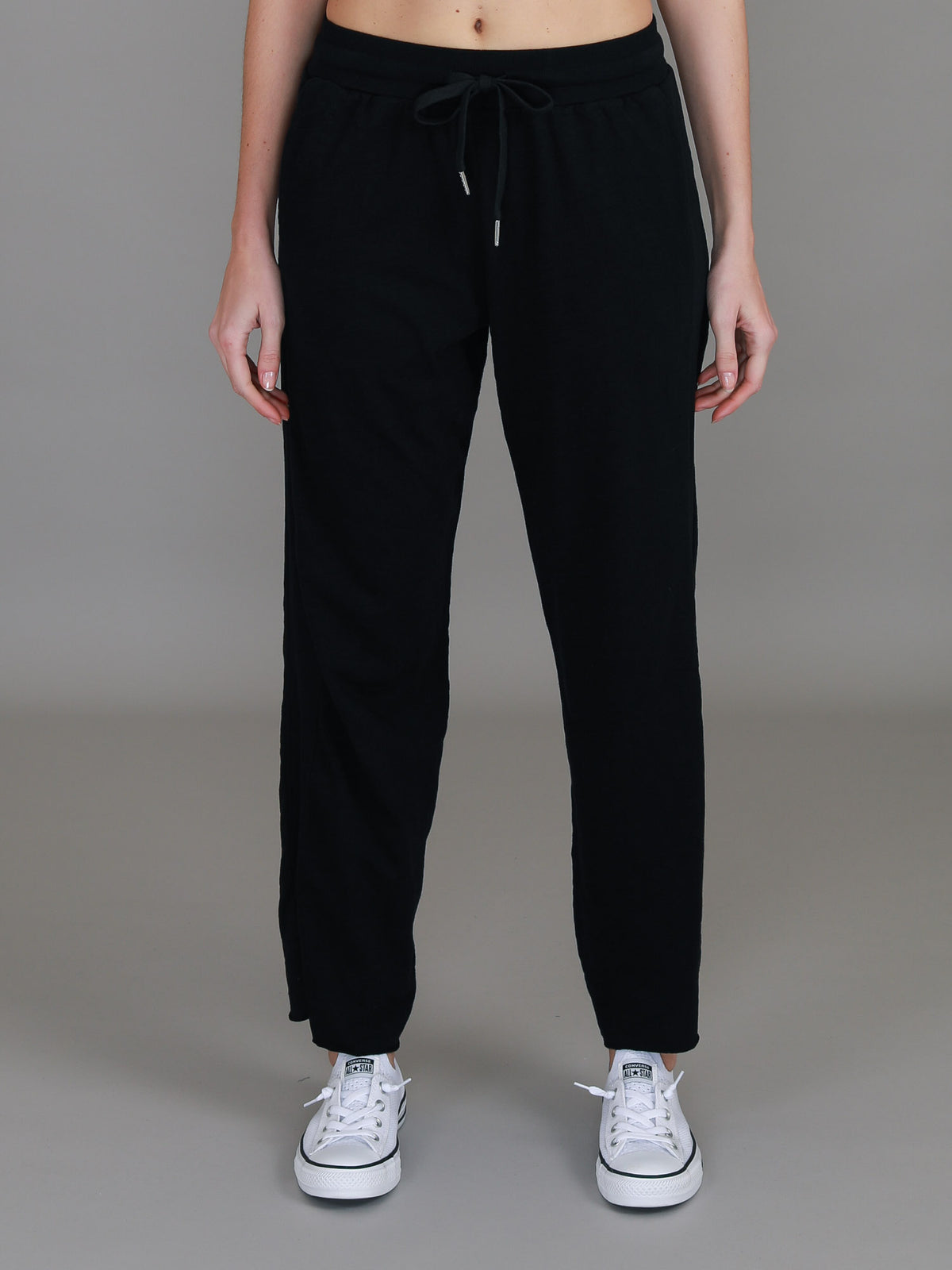 black straight leg trackies