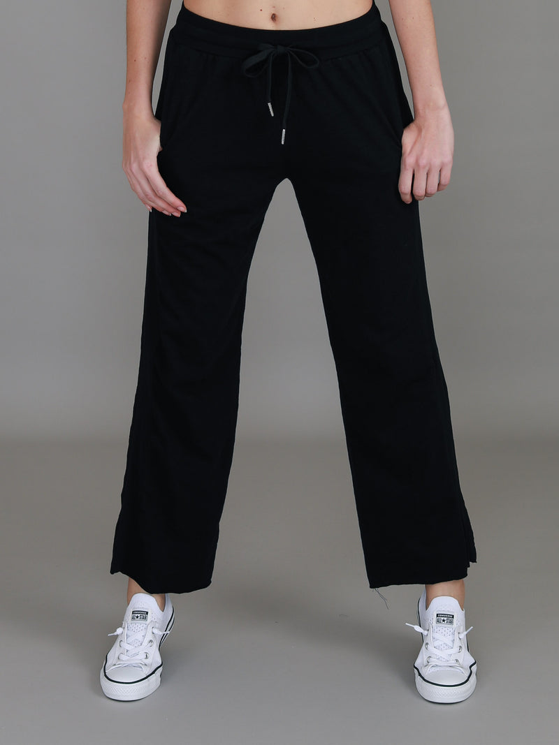 black straight leg track pants #color_black
