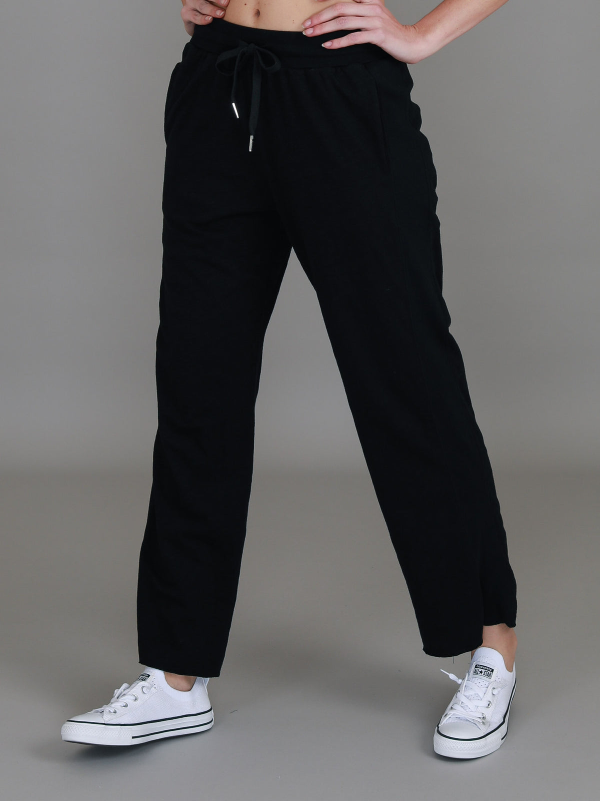 black rib panel joggers