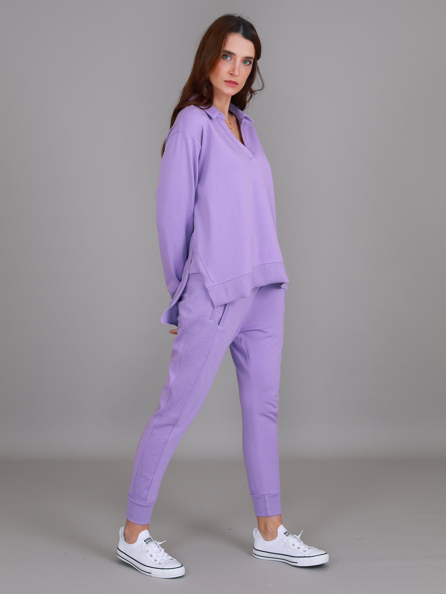 women's polo sweatshirt #color_grape juice