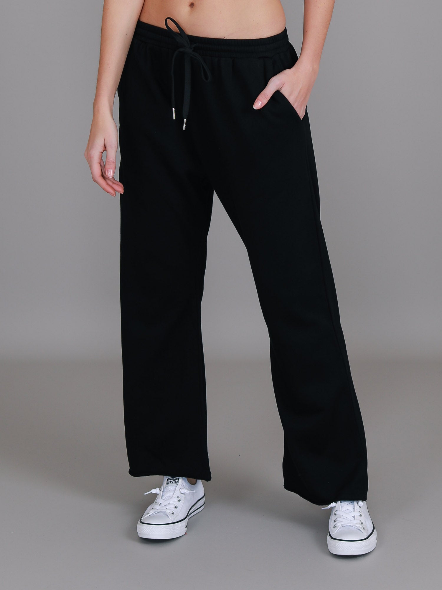 wide leg black sweatpants #color_black