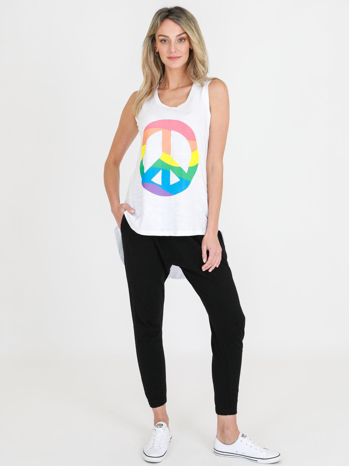peace sign tank top #color_white