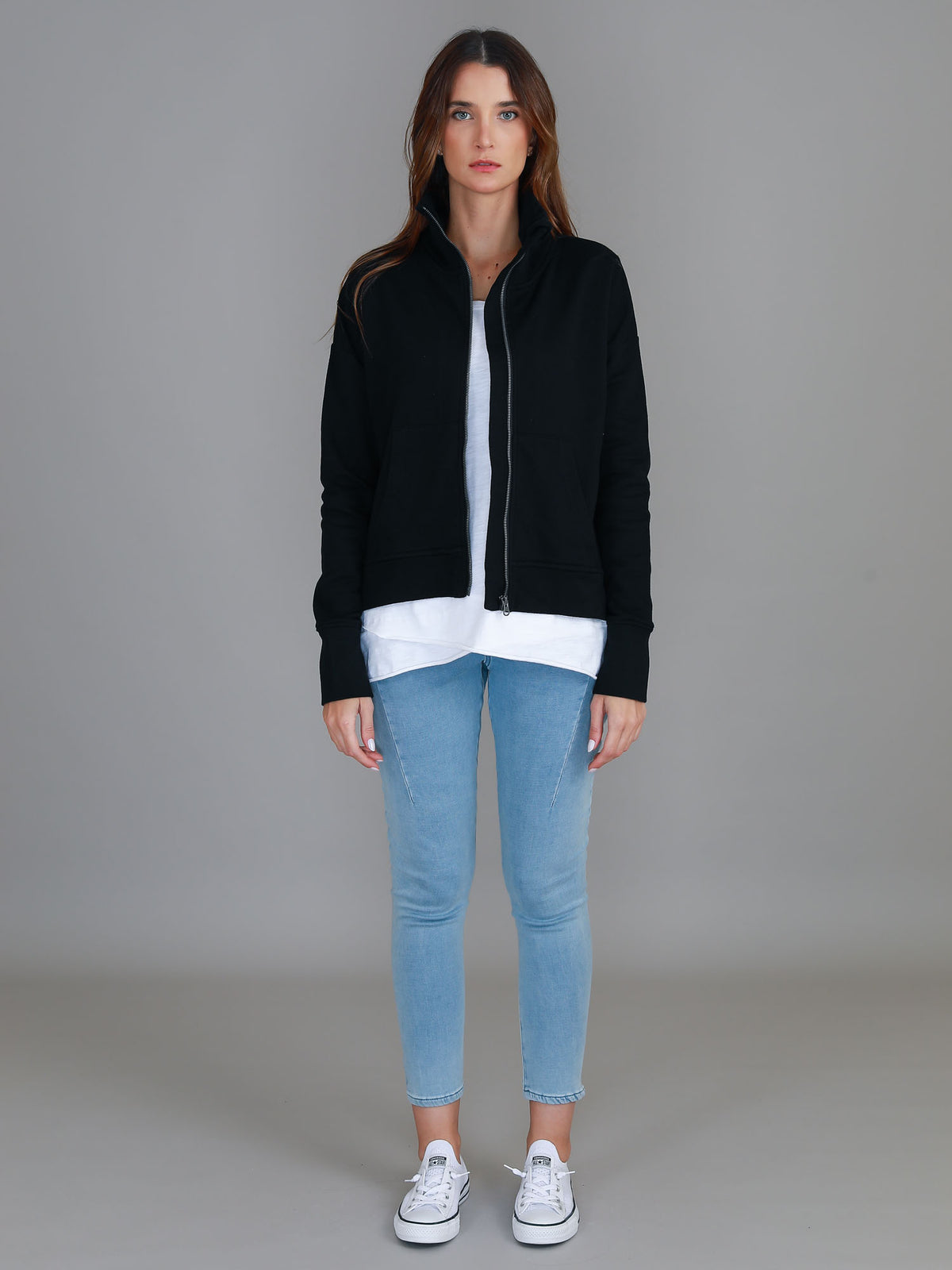black oversize zip jacket