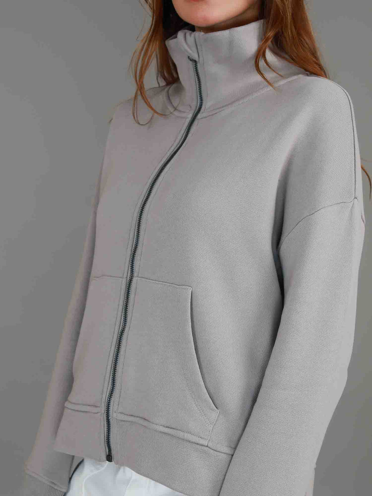 taupe french terry jacket