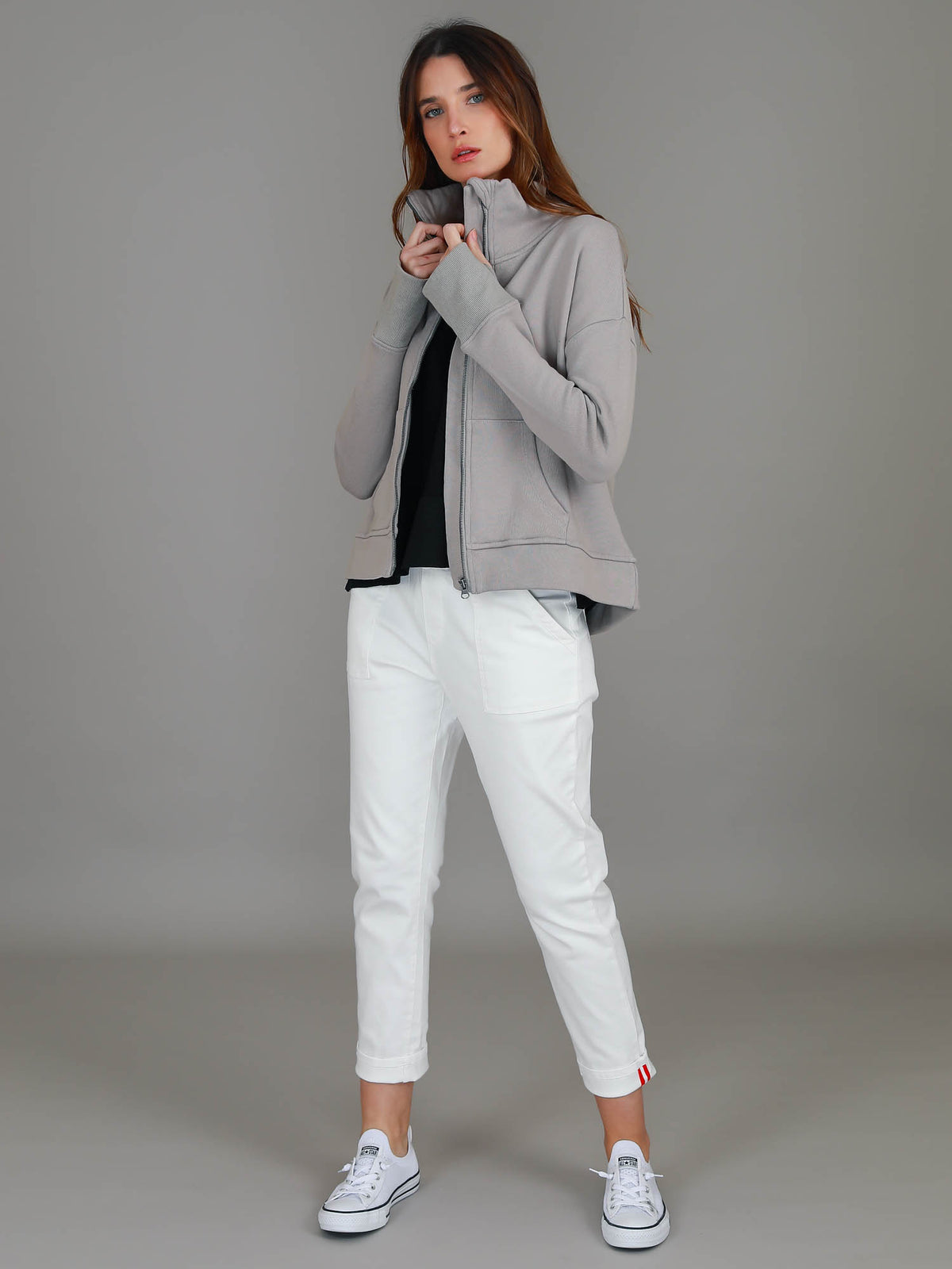 taupe funnel neck jacket