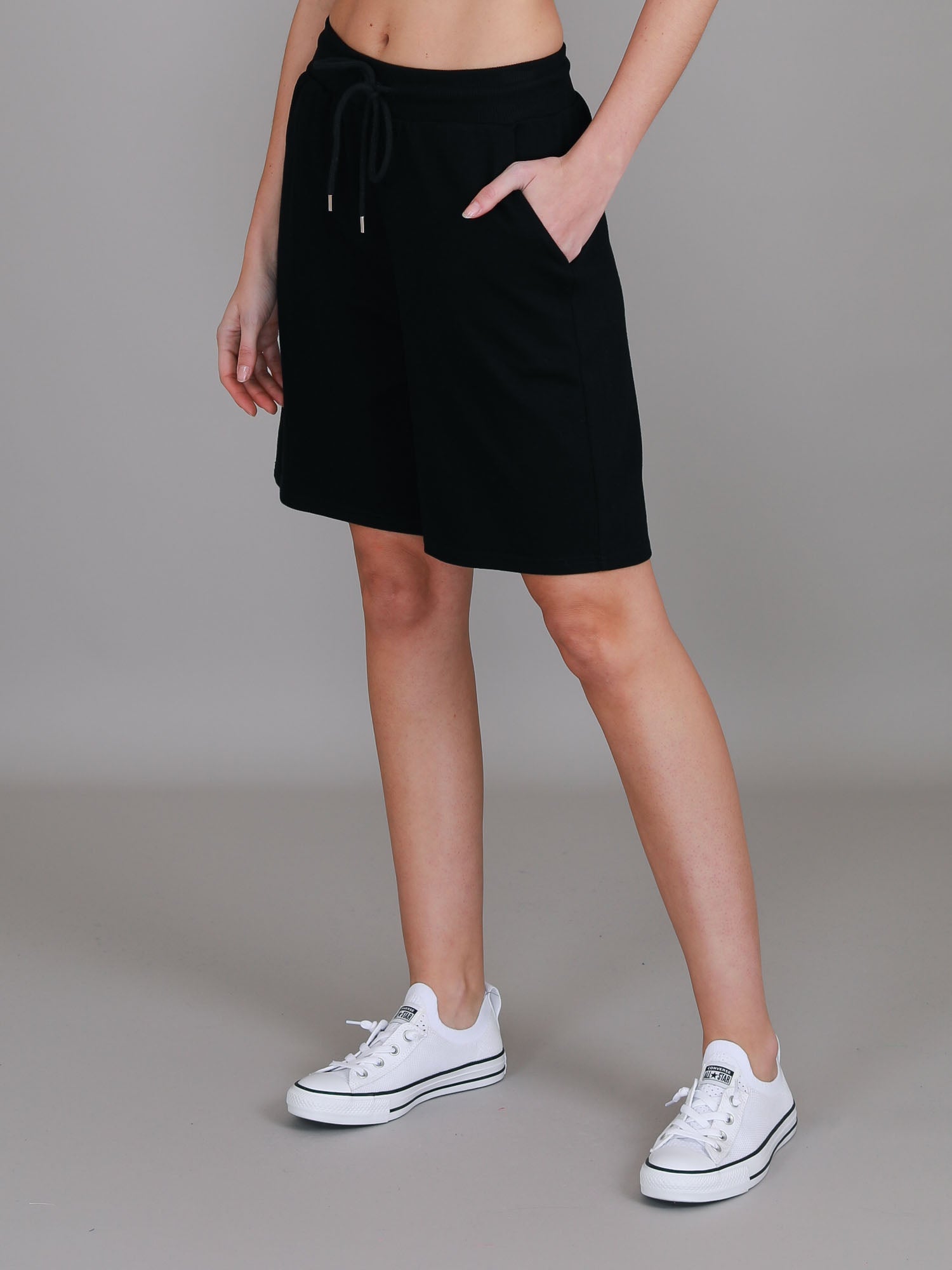 knee length shorts #color_black