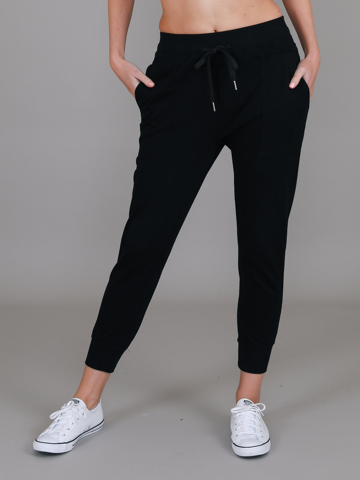 black patch pocket joggers