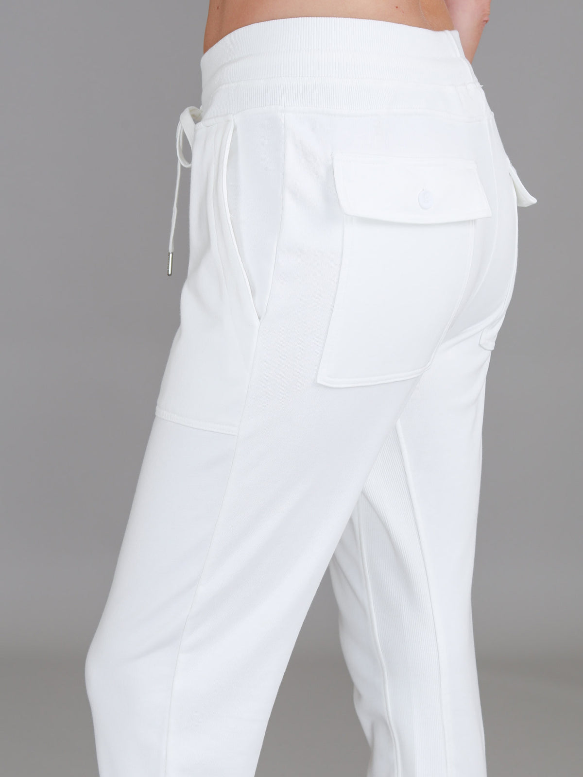 white patch pocket joggers