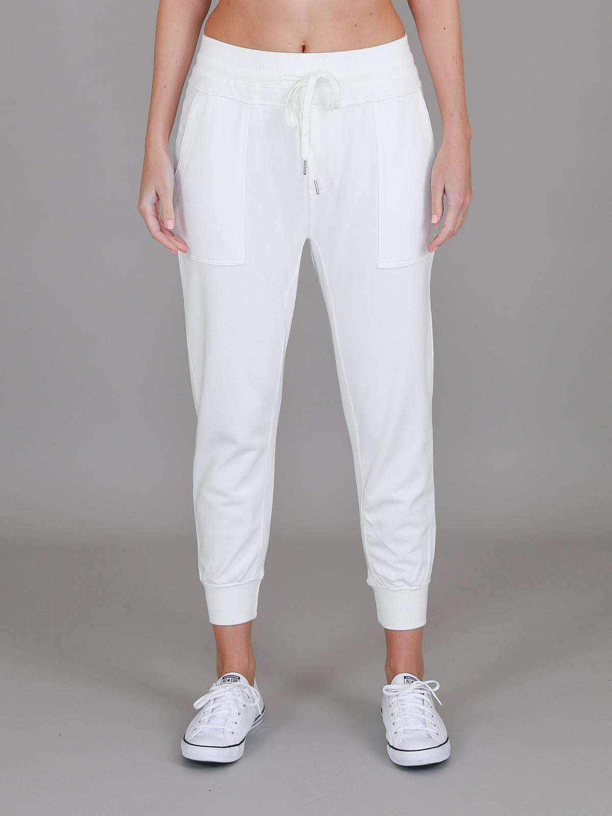 white french terry joggers
