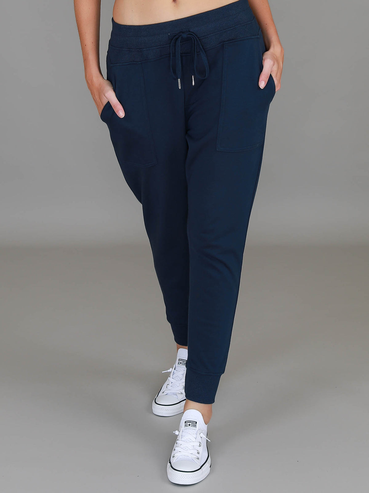 navy sweatpants cuffed