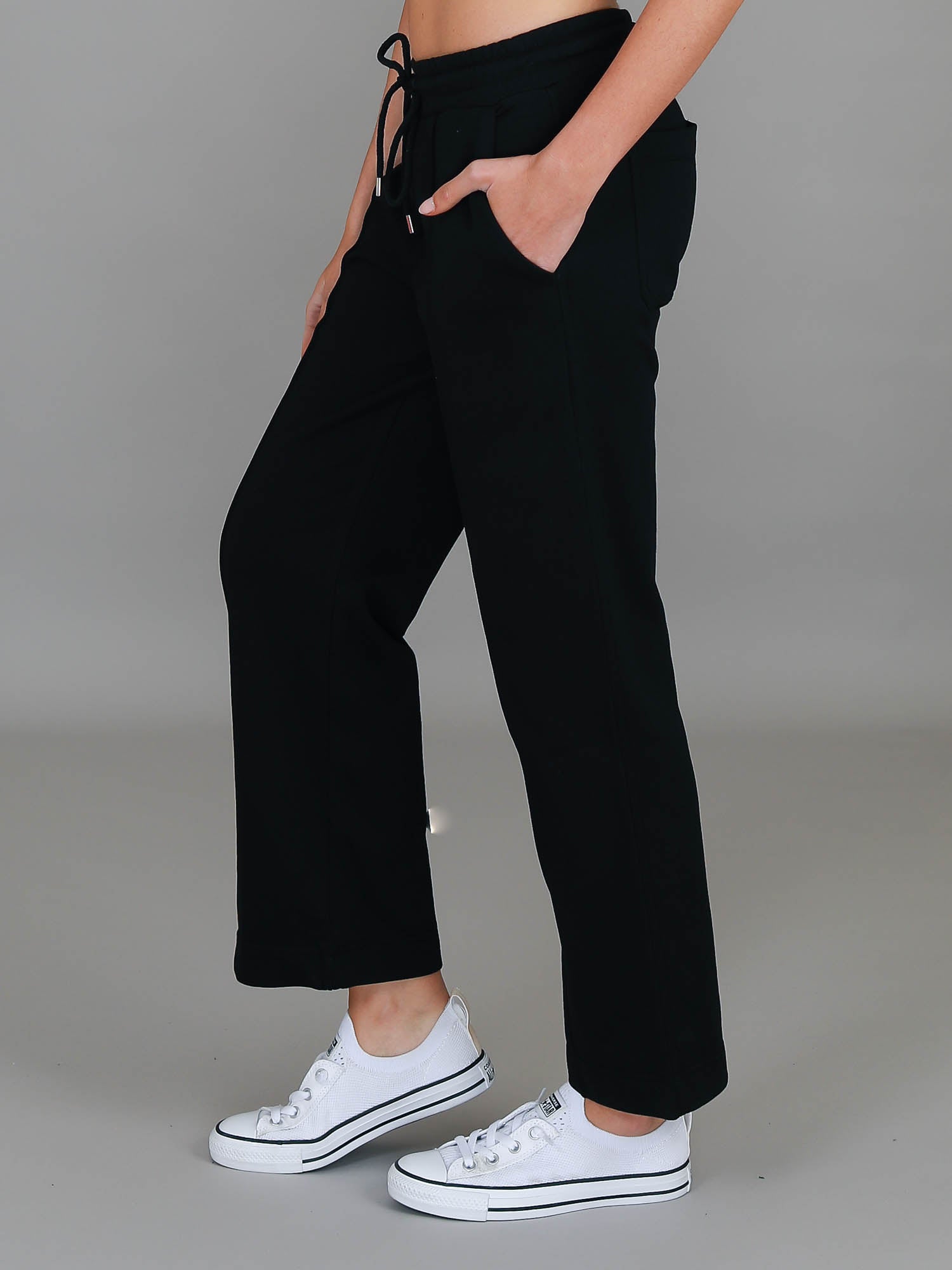 uncuffed track pants #color_black