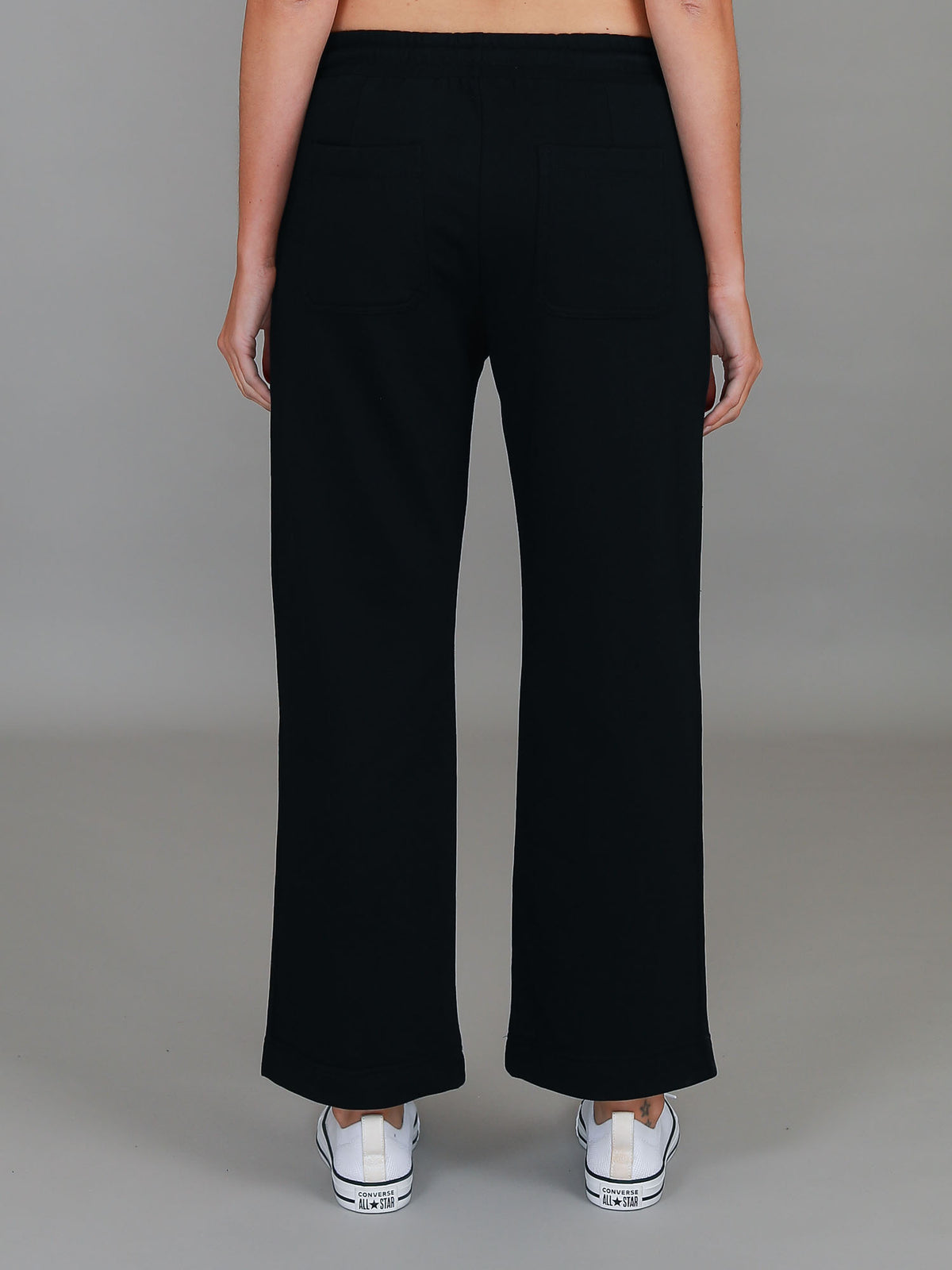 black drawstring wide pants