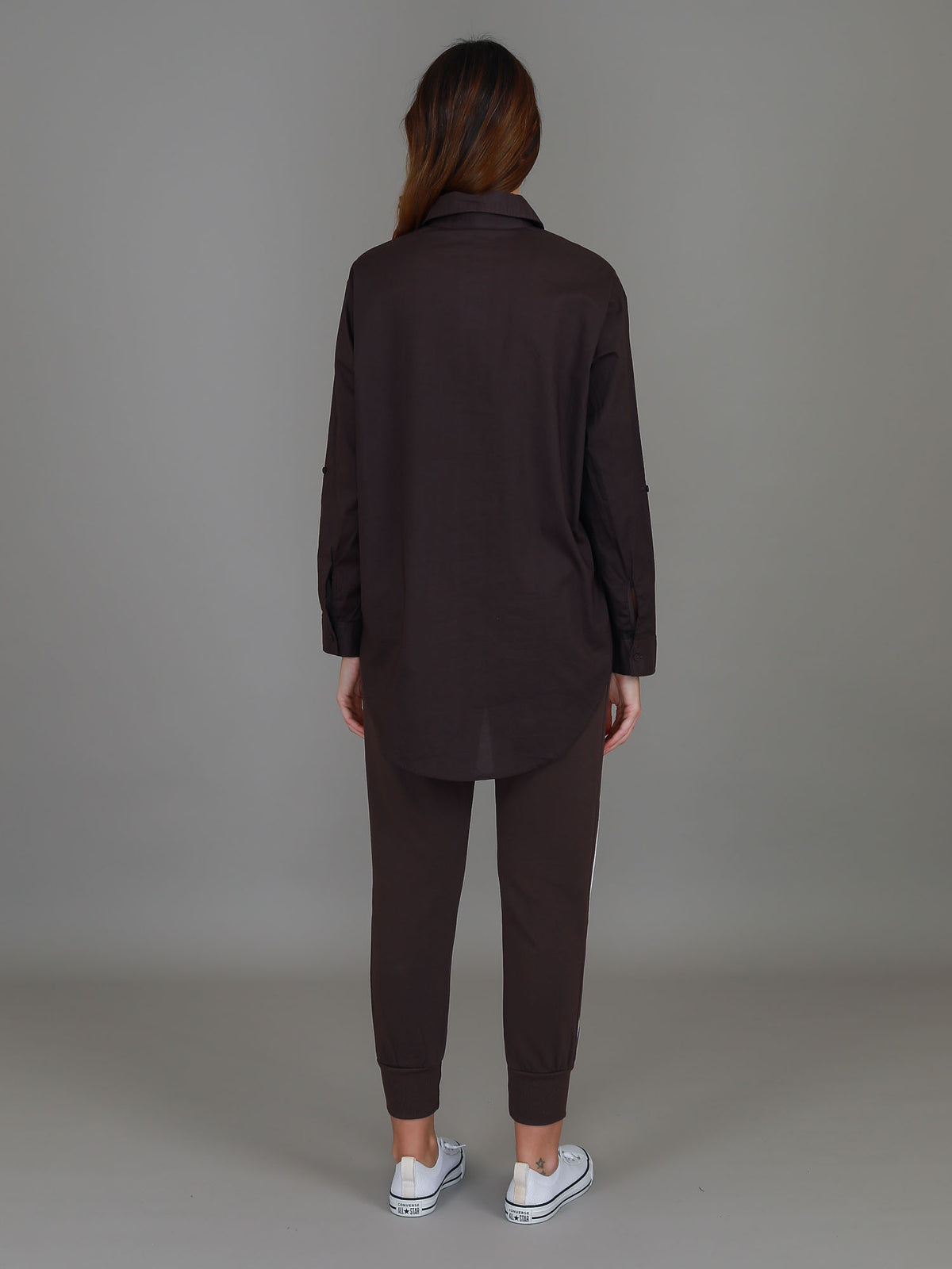 espresso high low hem shirt