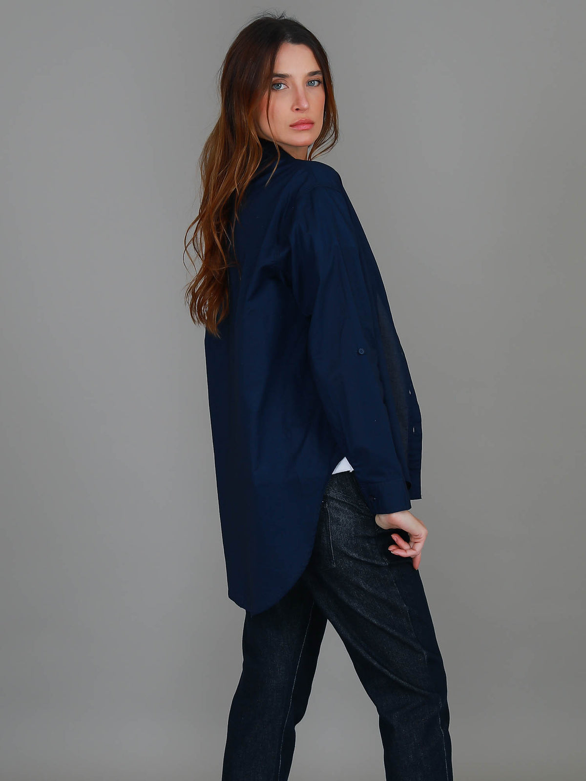 navy poplin shirt