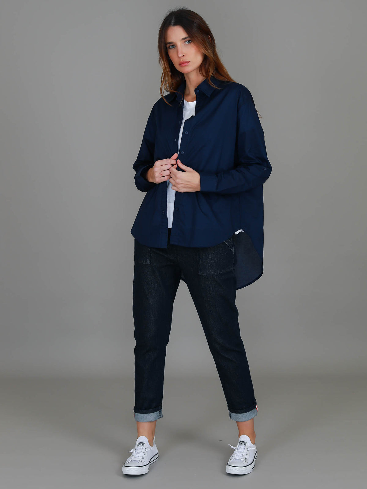 navy long sleeve shirt
