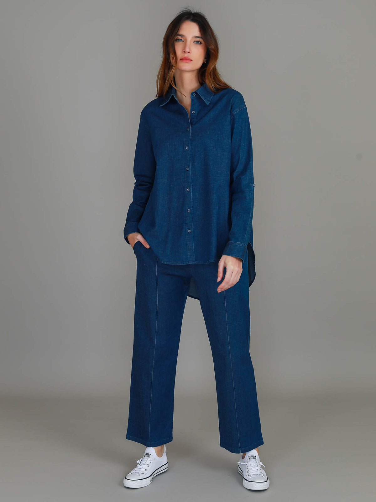 oversized denim shirt