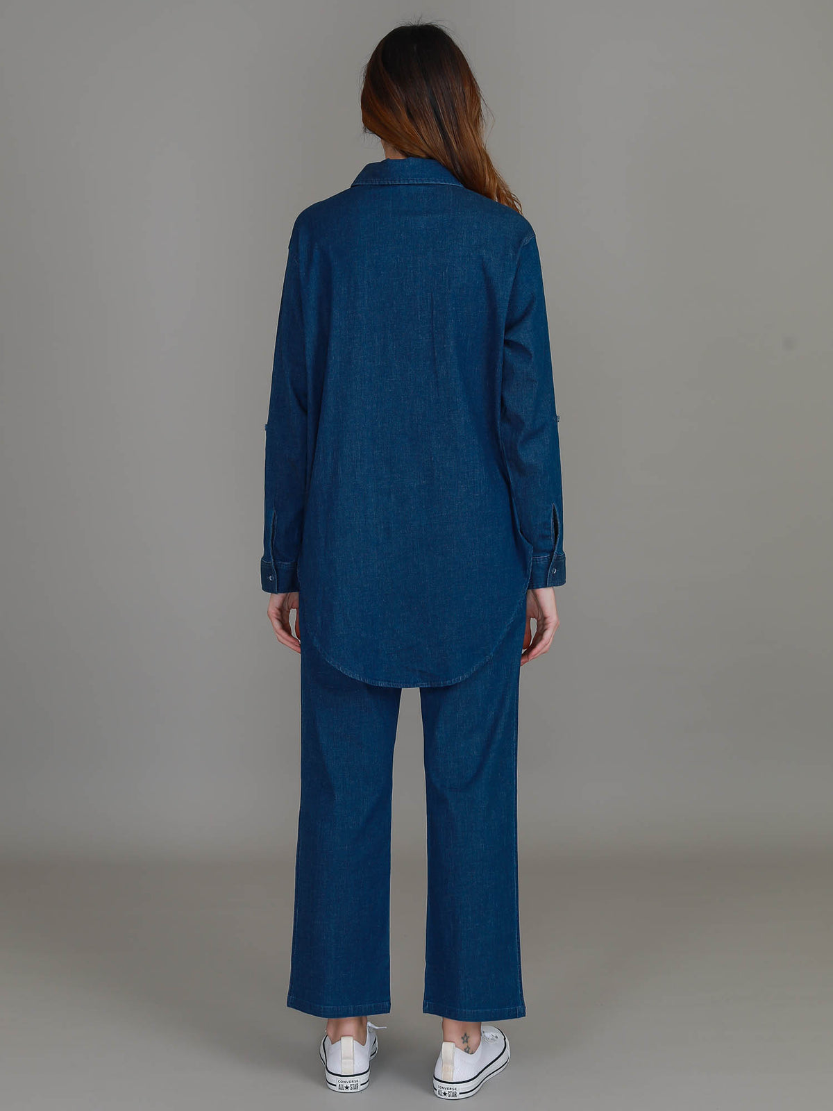 longline denim shirt