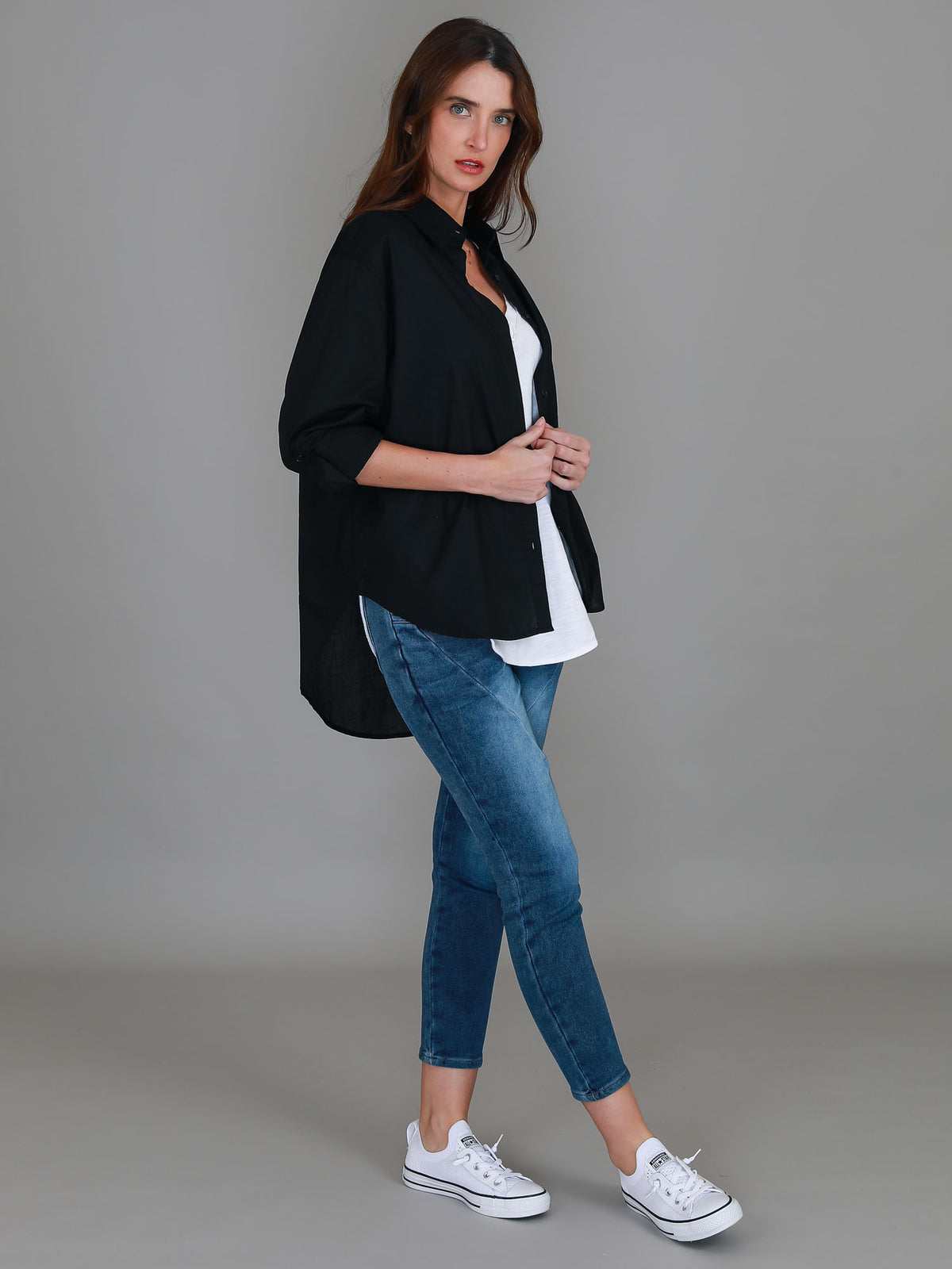 black oversize shirt