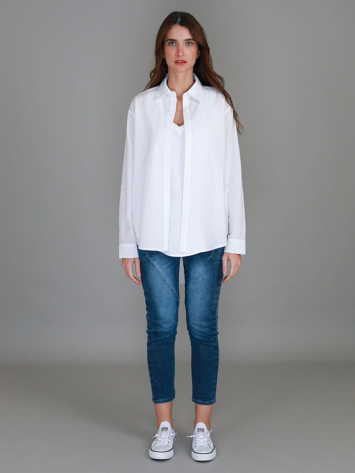 white cotton button shirt