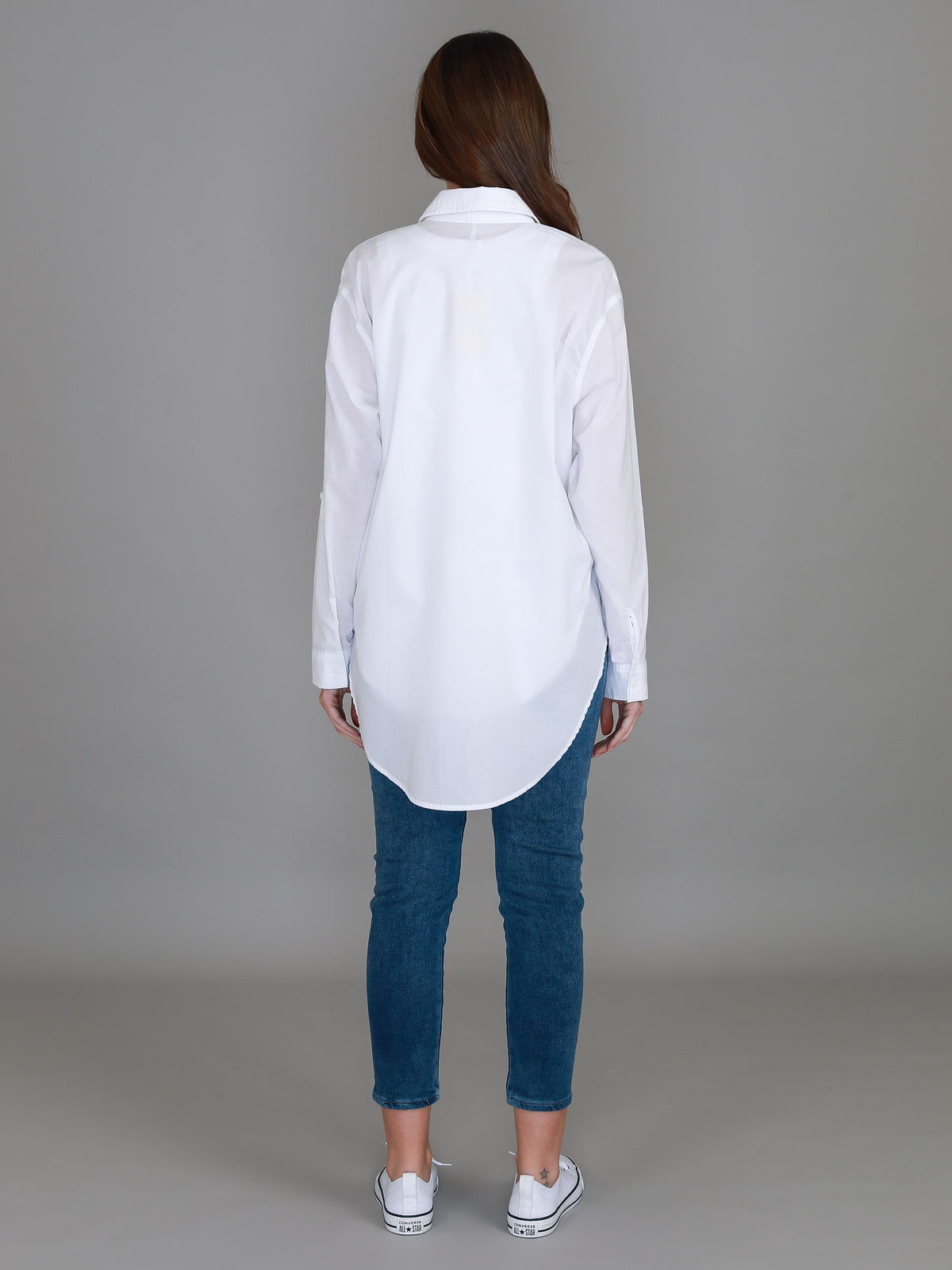 white high low hem shirt