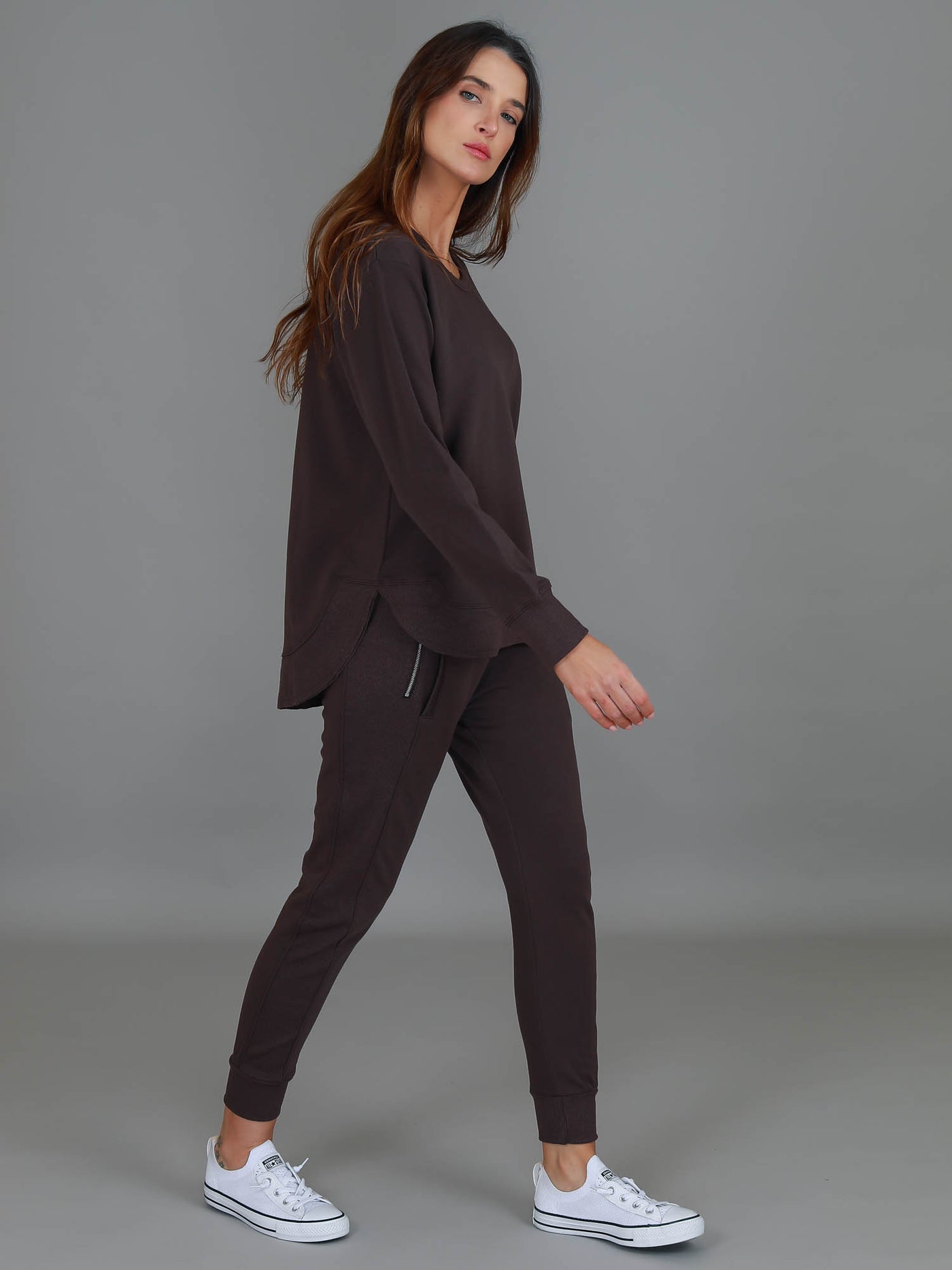 Charlette Curve Hem Sweatshirt