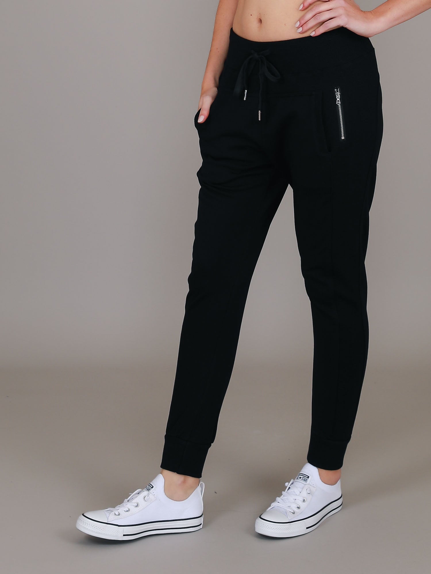 drop crotch joggers women #color_black