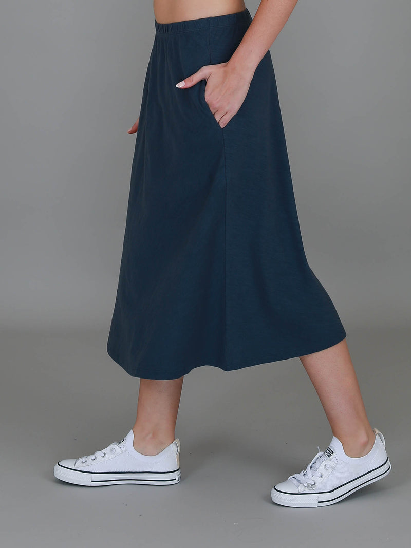 navy aline skirt #color_indigo