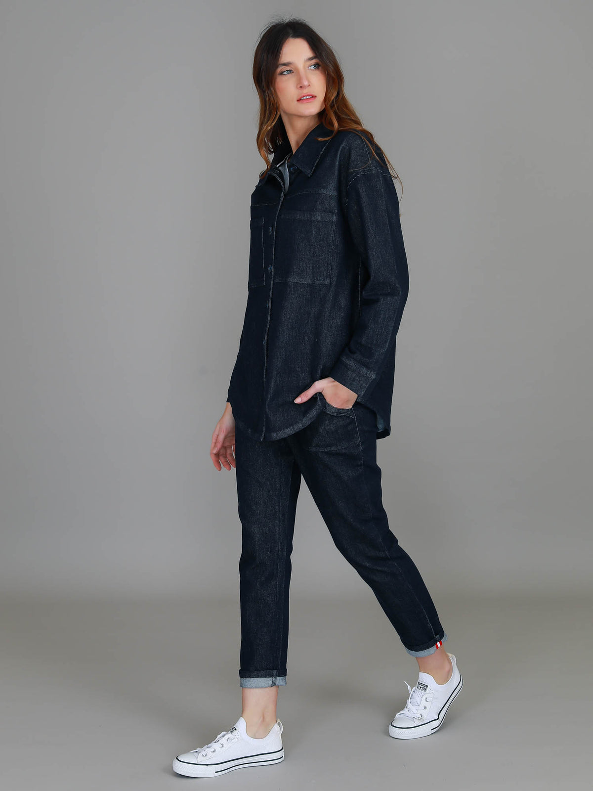 denim shacket women