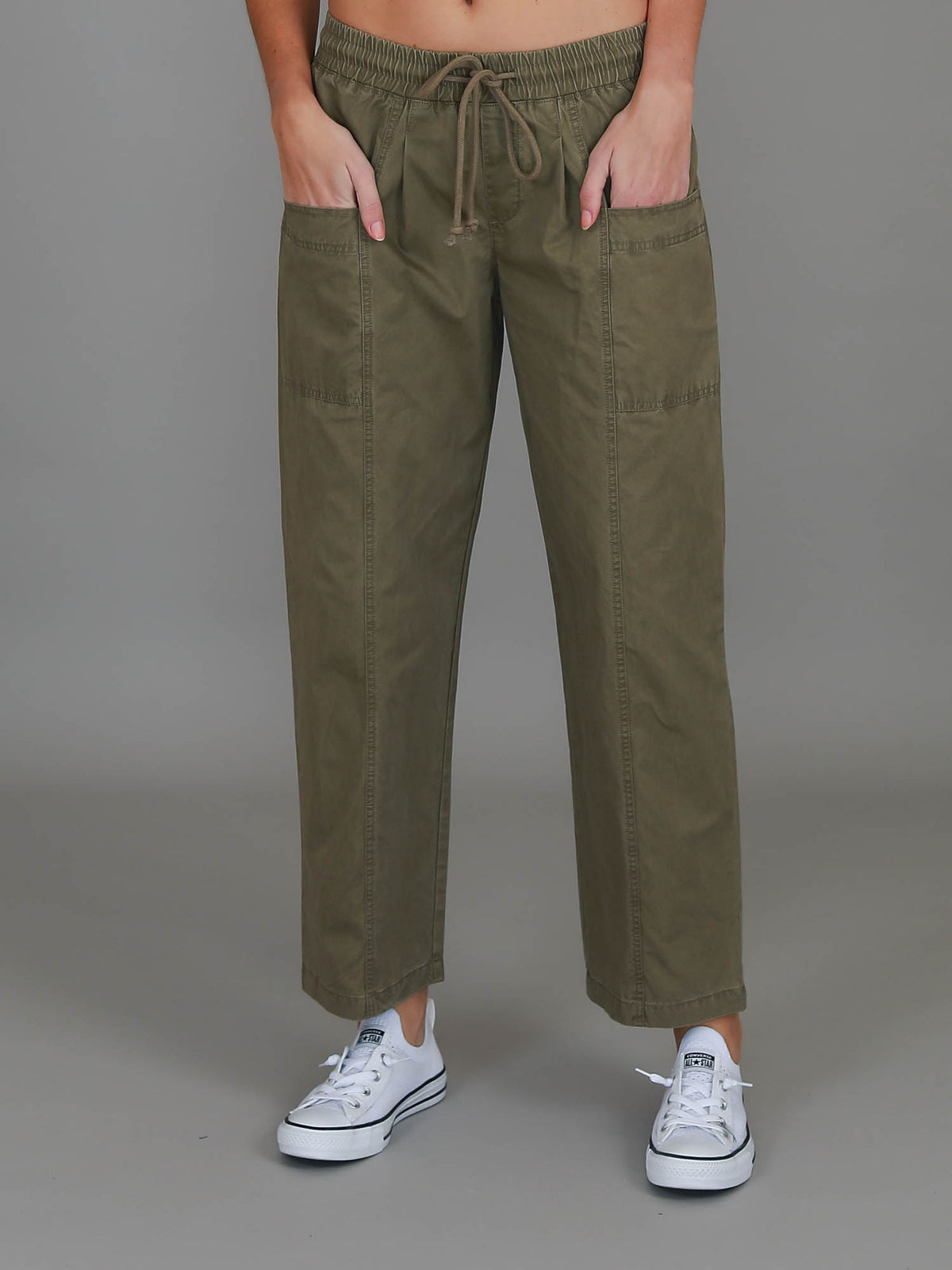 khaki straight leg cargo pants