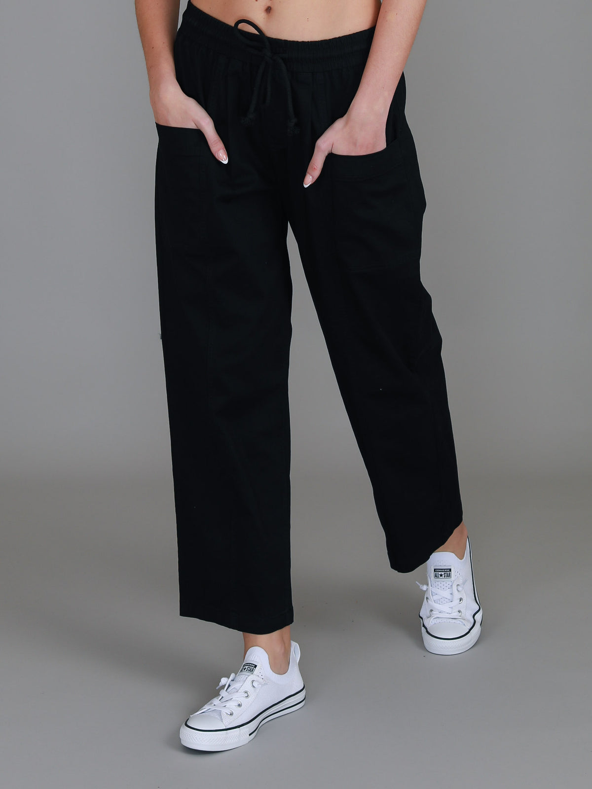 black straight leg cargo pants