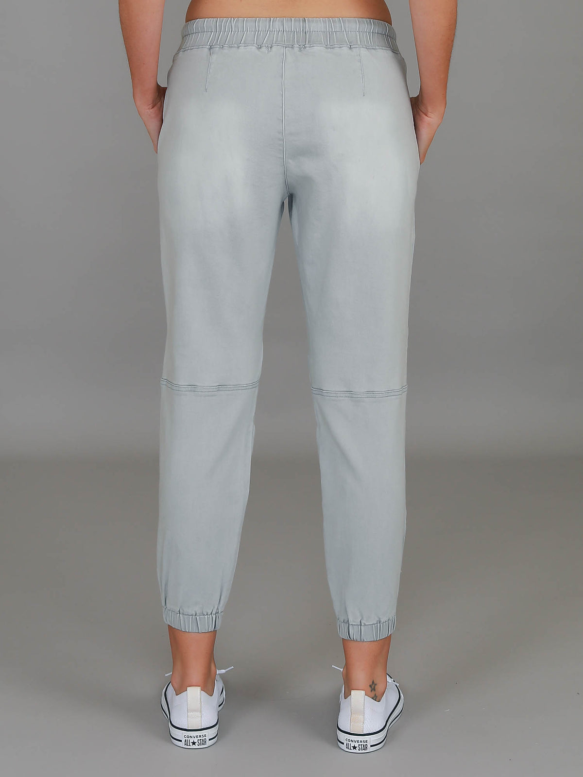 cuffed denim joggers