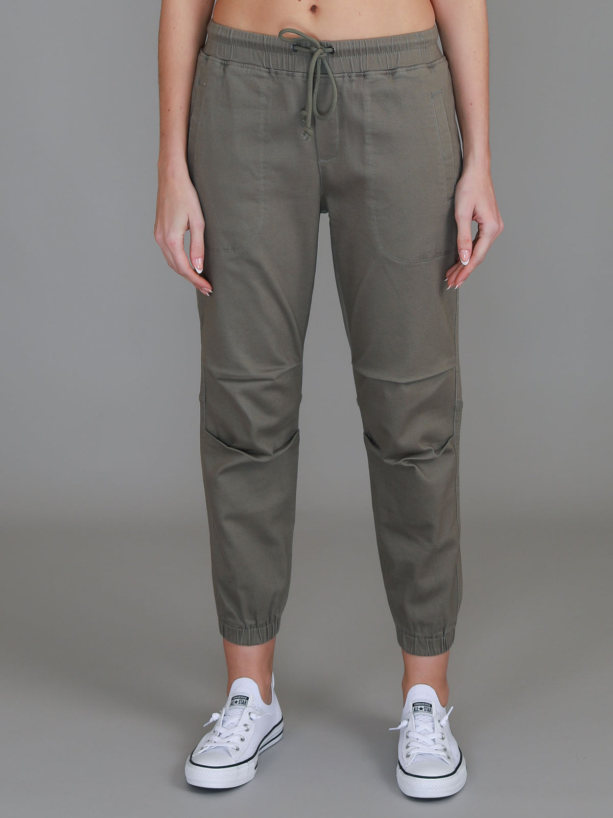 green chino joggers