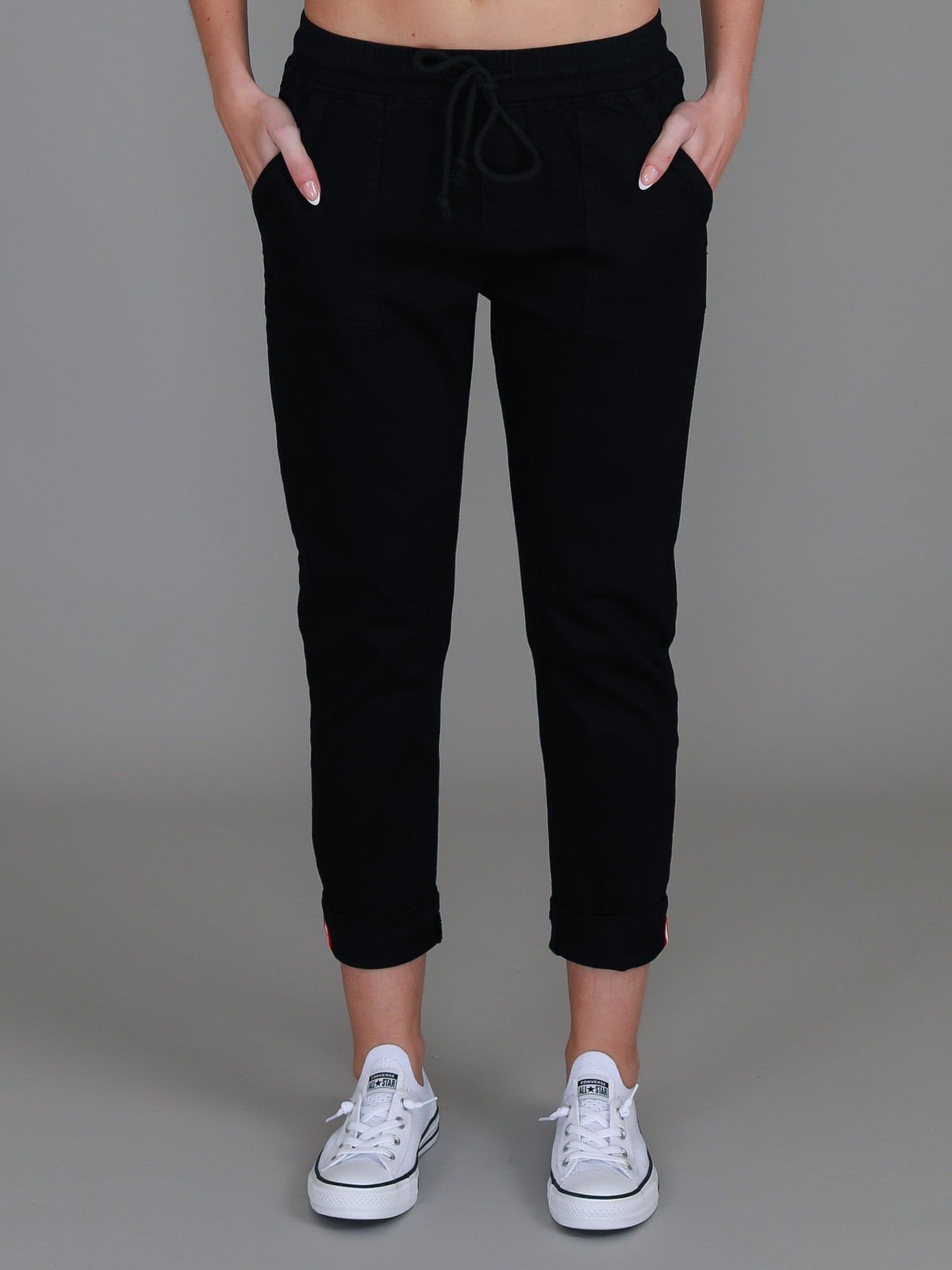 black chino joggers