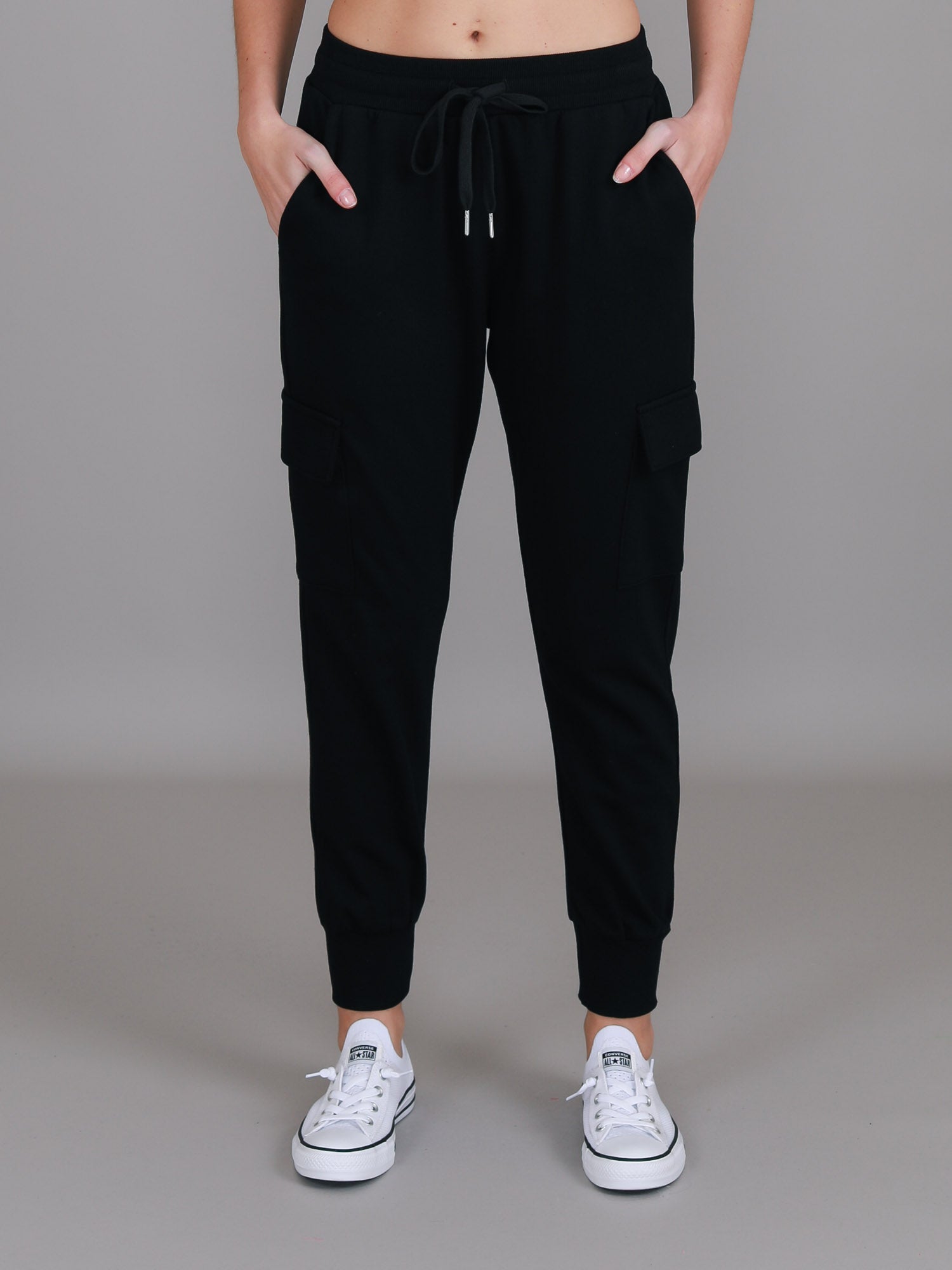 ladies black cargo pants #color_black