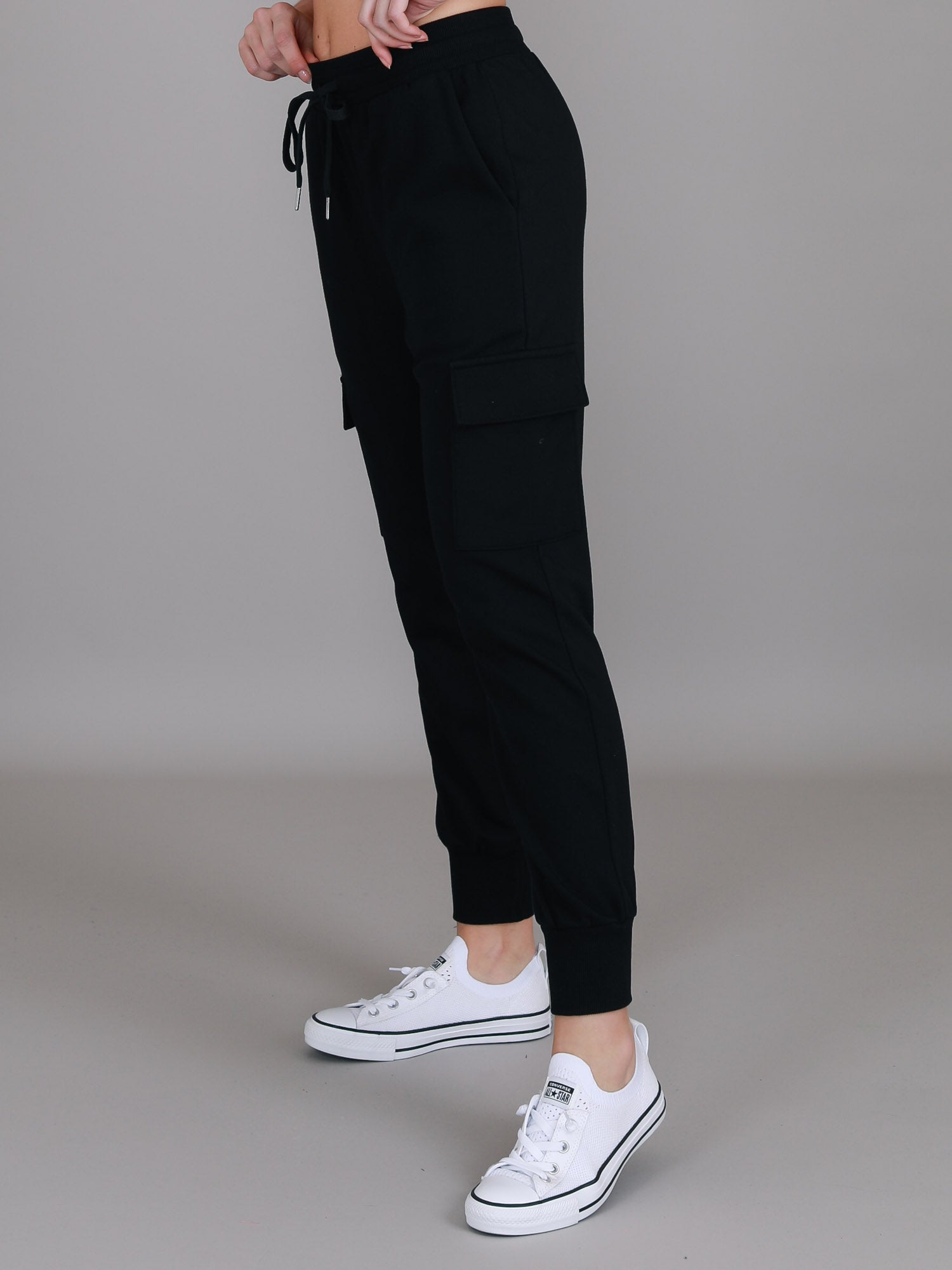 women's black cargo pants #color_black