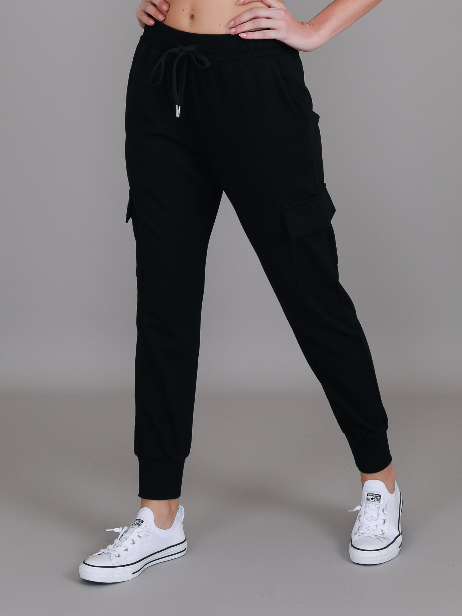 womens black cargo pants #color_black