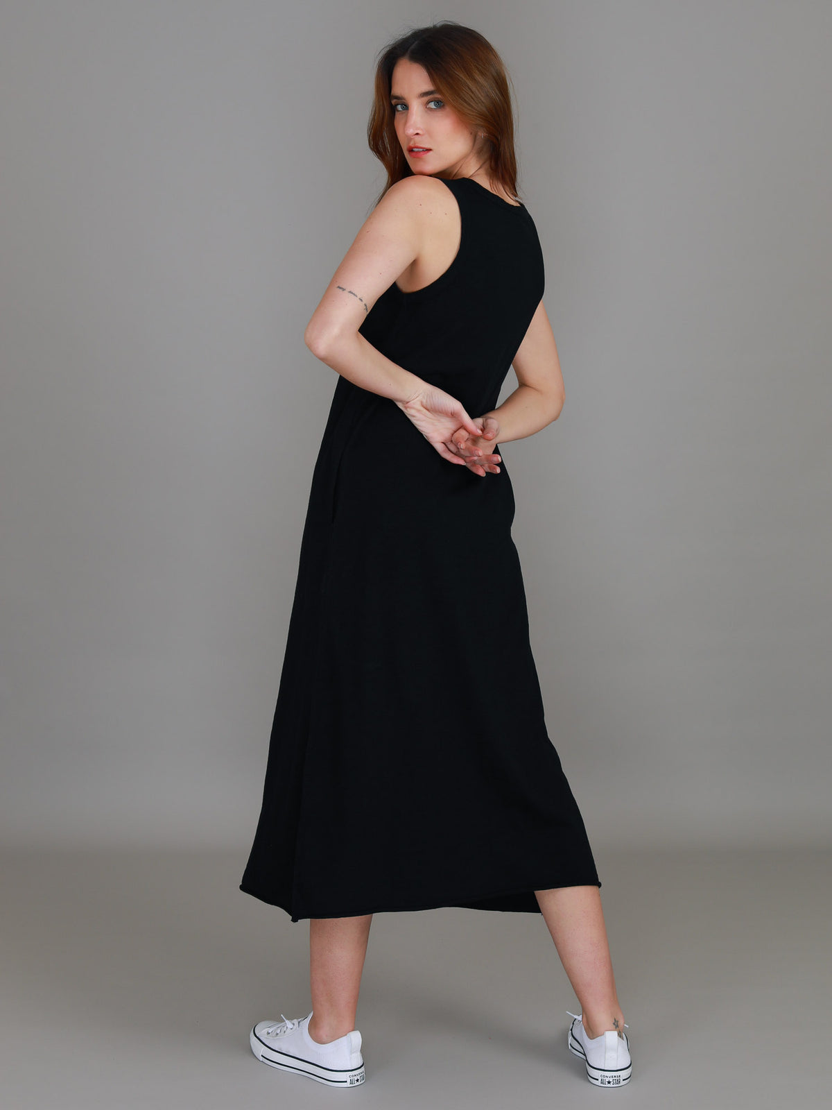 black midi tank dress women