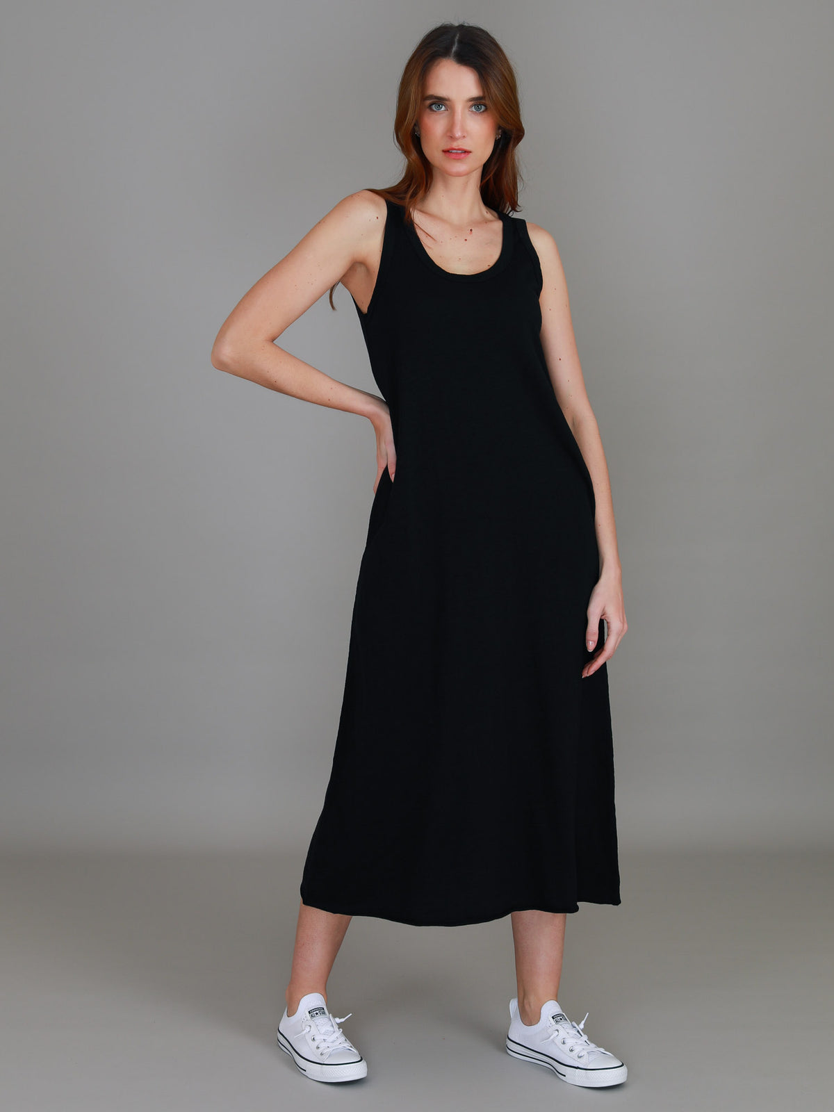 black tank midi dress scoop