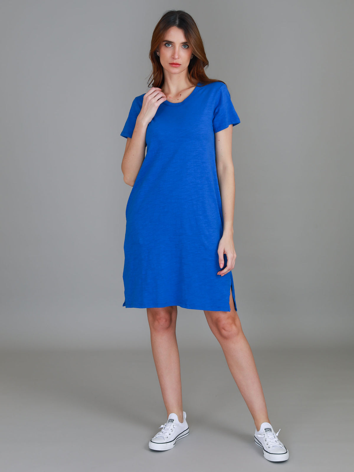 blue jersey dress