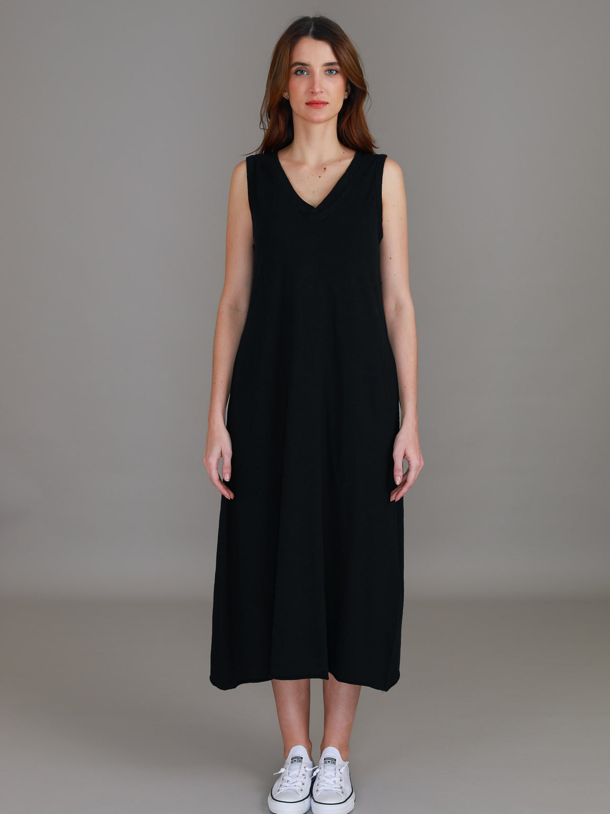 black cotton tank dress