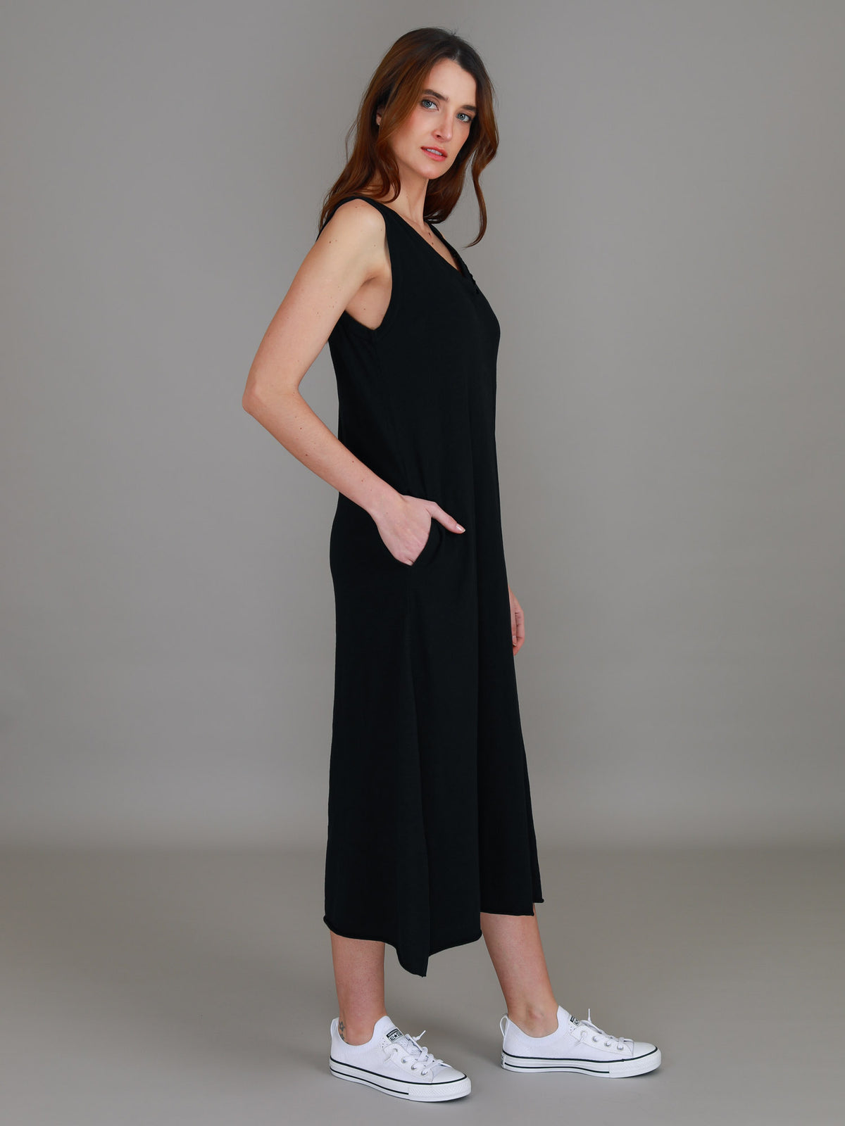 black midi tank dress